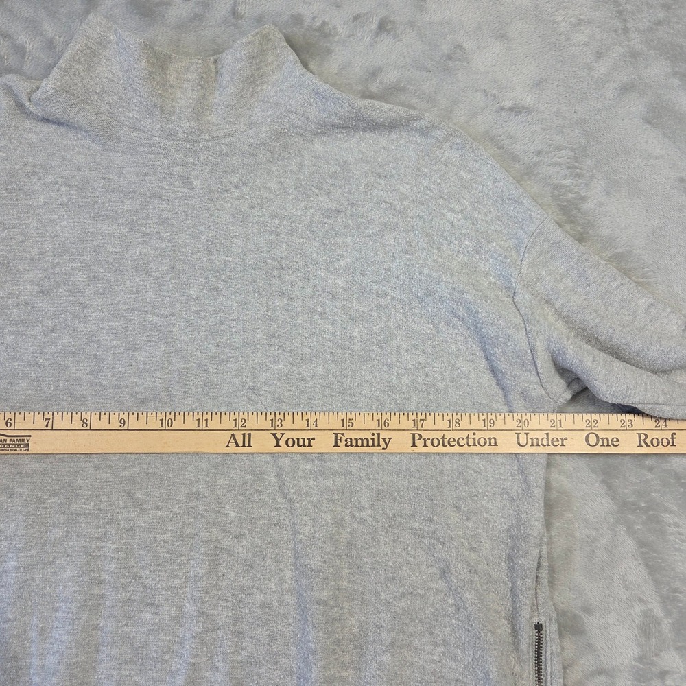 American Eagle Mock Neck Side Zip Sweater Womens M Light Gray Boho Preppy Casual - Picture 2 of 5